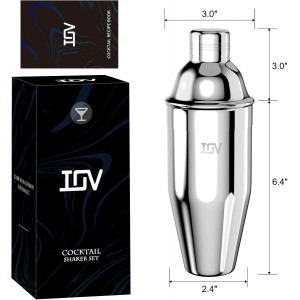 IOV Cocktail Shaker, 24 oz Martini Shaker, Drink Mixer with Built-in Strainer, Professional Stainless Steel Margarita Alcohol Shakers with Cocktail Recipe Guide, Bartender Kit Gifts