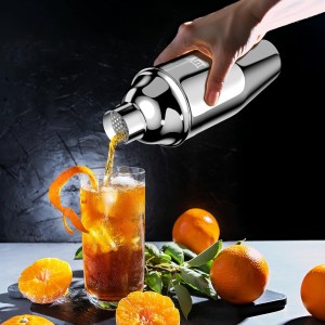 IOV Cocktail Shaker, 24 oz Martini Shaker, Drink Mixer with Built-in Strainer, Professional Stainless Steel Margarita Alcohol Shakers with Cocktail Recipe Guide, Bartender Kit Gifts