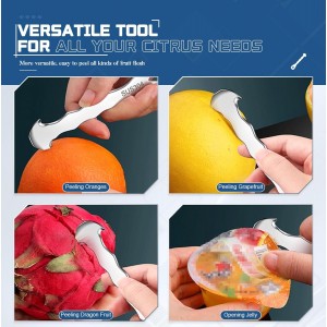 Stainless Steel Citrus Peeler Tool – Orange Peeler for Kitchen, Lemon Peeler, Grapefruit Peeler, Effortless Fruit Peeler with Sharp Blade, Ergonomic Grip, Rust-Resistant, Easy Storage