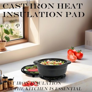 Cast Iron Trivets for Hot Dishes, Round Tomato Metal Trivet for Hots Pots and Pans, Rustic Themed Kitchen Decorative Trivets, Heat Resistant with Free Mitts Gift