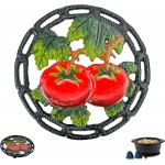 Cast Iron Trivets for Hot Dishes, Round Tomato Metal Trivet for Hots Pots and Pans, Rustic Themed Kitchen Decorative Trivets, Heat Resistant with Free Mitts Gift