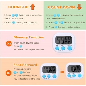 12 Pack Digital Kitchen Timers for Cooking, Small Magnetic Countdown Classroom Timers for Teachers Kids, Big Digits Loud Alarm Backing Stand Timer for Kitchen, Shower, Study, Work, Exercise Training