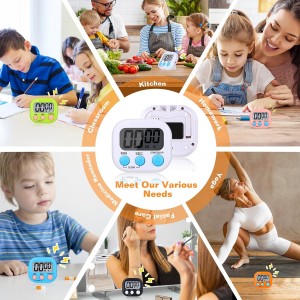 12 Pack Digital Kitchen Timers for Cooking, Small Magnetic Countdown Classroom Timers for Teachers Kids, Big Digits Loud Alarm Backing Stand Timer for Kitchen, Shower, Study, Work, Exercise Training