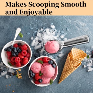 Aluminum Ice Cream Scoop, Large Ice Cream Scooper, Silver, Comfortable to Hold, Lightweight