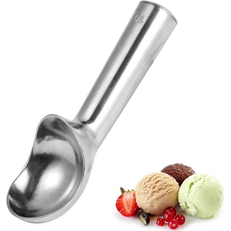 Aluminum Ice Cream Scoop, Large Ice Cream Scooper, Silver, Comfortable to Hold, Lightweight