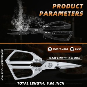 Kitchen Scissors Set - Heavy Duty Japanese Style, Dishwasher Safe, All Purpose Meat Cutting Shears, Sharp Food Scissors for Chicken Bones, Turkey, Fish & Vegetables