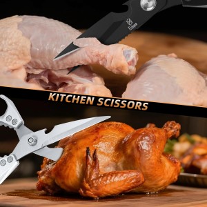 Kitchen Scissors Set - Heavy Duty Japanese Style, Dishwasher Safe, All Purpose Meat Cutting Shears, Sharp Food Scissors for Chicken Bones, Turkey, Fish & Vegetables