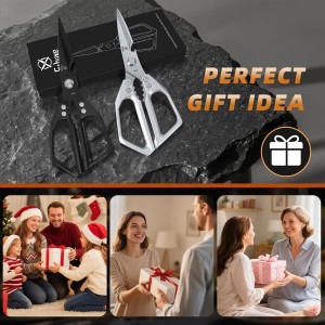 Kitchen Scissors Set - Heavy Duty Japanese Style, Dishwasher Safe, All Purpose Meat Cutting Shears, Sharp Food Scissors for Chicken Bones, Turkey, Fish & Vegetables