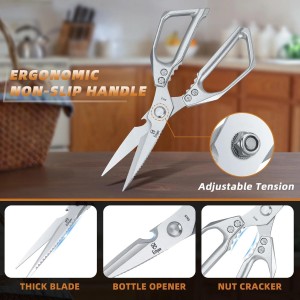 Kitchen Scissors All Purpose - Heavy Duty Poultry Shears, Ultra Sharp Japanese Steel Cooking Scissors for Food, Dishwasher Safe
