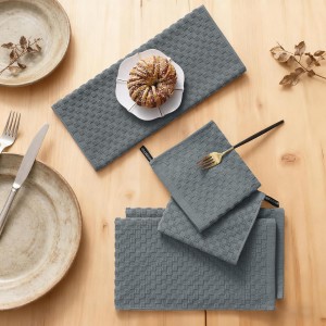 Homaxy 100% Cotton Kitchen Towels and Dishcloths Set, 12 x 12 & 15 x 25 Inches, Set of 8 Bulk Terry Cloth Dish Towels, Super Soft and Absorbent Hand Towel with Hanging Loop, Dark Grey