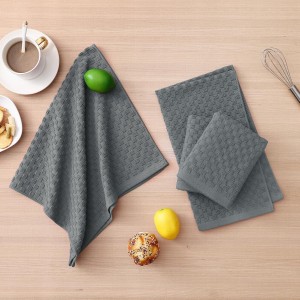 Homaxy 100% Cotton Kitchen Towels and Dishcloths Set, 12 x 12 & 15 x 25 Inches, Set of 8 Bulk Terry Cloth Dish Towels, Super Soft and Absorbent Hand Towel with Hanging Loop, Dark Grey