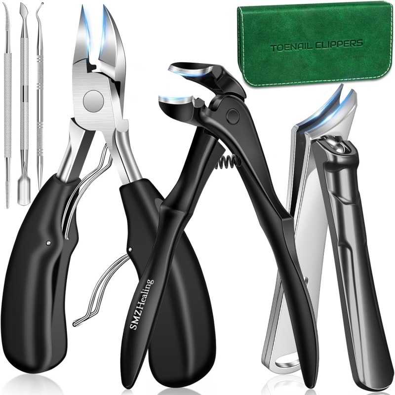 Toenail Clippers for Seniors Thick Toenails, 2026 Long Handle Toe Nail Clippers with Angled Head, Slanted Toenail Clippers & Wide Opening Ingrown Nail Clippers for Men, 6PCS