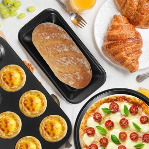 11-Piece Nonstick Baking Pans Set - Professional Grade Carbon Steel Bakeware with Premium Coating- Dishwasher Safe, Stackable, Oven Safe to 450°F (Black)