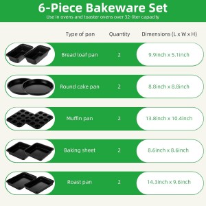 11-Piece Nonstick Baking Pans Set - Professional Grade Carbon Steel Bakeware with Premium Coating- Dishwasher Safe, Stackable, Oven Safe to 450°F (Black)