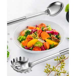 2 Pack Stainless Steel Serving Spoon, Heat Resistant Kitchen Noodle Spoon for Cooking, Serving, Mixing and Spaghetti