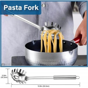 2 Pack Stainless Steel Serving Spoon, Heat Resistant Kitchen Noodle Spoon for Cooking, Serving, Mixing and Spaghetti