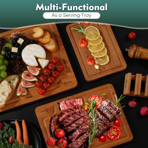 Bamboo Cutting Board, Non Slip Wood Cutting Boards for Kitchen 3 Packs Holder and Over Sink Nice Solid Thick Durable Cutting Boards for Kitchen Large Small Vegetables Fruits Kitchen Gifts (Carbonized)