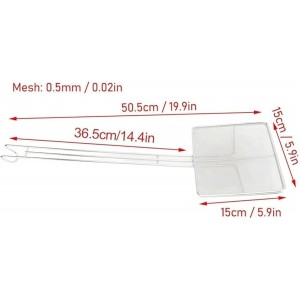 Square Fine Mesh Reinforced Skimmer - 19'inch Strainer with Long Handle - Fry Skimmer for Cooking and Frying, Kitchen Utensils Wire Strainer - Professional & Home Use Deep Fry Tools