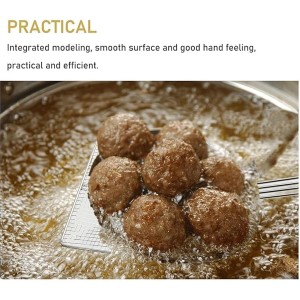 Square Fine Mesh Reinforced Skimmer - 19'inch Strainer with Long Handle - Fry Skimmer for Cooking and Frying, Kitchen Utensils Wire Strainer - Professional & Home Use Deep Fry Tools