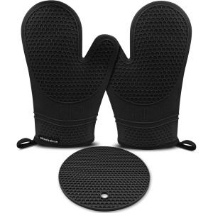 3PCS Silicone Oven Mitts and Pot Holders...