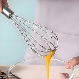 10-inch stainless steel whisk, suitable for mixing batter, whipping cream and mixing seasonings (304 egg beater steel wire thickened)