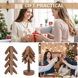 Yuoyar Coasters, Wooden Tree-Shaped sapele Wood Drink Coasters Set for Coffee Table, Kitchen Table Decor