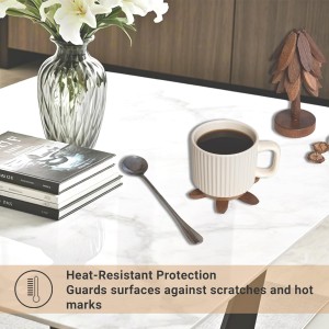 Yuoyar Coasters, Wooden Tree-Shaped sapele Wood Drink Coasters Set for Coffee Table, Kitchen Table Decor