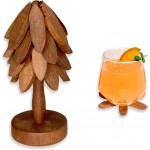 Yuoyar Coasters, Wooden Tree-Shaped sapele Wood Drink Coasters Set for Coffee Table, Kitchen Table Decor
