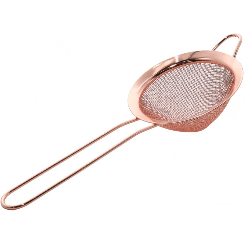 Rose Gold Fine Mesh Strainer - 304 Stainless Steel Handheld Sieve, Small Kitchen Filter for Baking, Tea & Cocktail Making