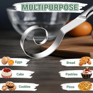 Seamless Danish Dough Whisk Stainless Steel Bread Sourdough Whisks for Cooking, Whisking, Pizza, Pastry, Cake Batter, Biscuits,Dishwasher Safe Dutch Whisk 10