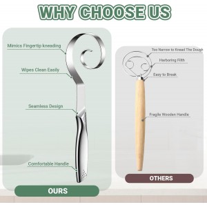 Seamless Danish Dough Whisk Stainless Steel Bread Sourdough Whisks for Cooking, Whisking, Pizza, Pastry, Cake Batter, Biscuits,Dishwasher Safe Dutch Whisk 10