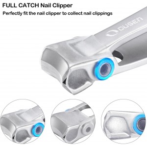 Nail Clippers with Catcher - Anti Splash Wide Jaw Opening Thick Toenail Clippers for Seniors | Self-Collecting Fingernail Cutter Heavy Duty Toe Nail Clippers for Men & Women | Silver | L