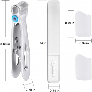 Nail Clippers with Catcher - Anti Splash Wide Jaw Opening Thick Toenail Clippers for Seniors | Self-Collecting Fingernail Cutter Heavy Duty Toe Nail Clippers for Men & Women | Silver | L