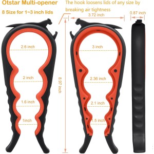 Otstar Jar Opener Bottle Opener and Can Opener for Weak hands, Seniors with Arthritis and Anyone with Low Strength, Mutil Jar Opener Get Lids Off Easily (Black and Red)