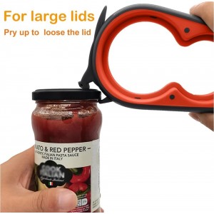 Otstar Jar Opener Bottle Opener and Can Opener for Weak hands, Seniors with Arthritis and Anyone with Low Strength, Mutil Jar Opener Get Lids Off Easily (Black and Red)