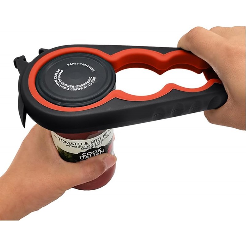 Otstar Jar Opener Bottle Opener and Can Opener for Weak hands, Seniors with Arthritis and Anyone with Low Strength, Mutil Jar Opener Get Lids Off Easily (Black and Red)