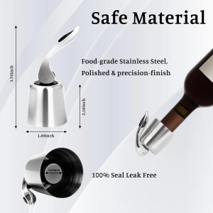 2-Pack Stainless Steel Wine Stoppers - Silicone Seal for Freshness, Reusable Bottle Sealer