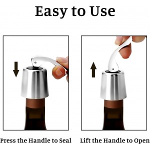 2-Pack Stainless Steel Wine Stoppers - Silicone Seal for Freshness, Reusable Bottle Sealer