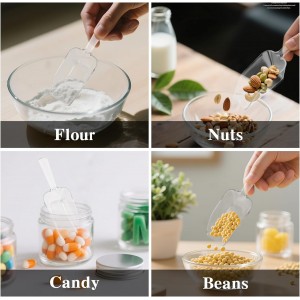 12 Pcs Clear Plastic Ice Scoop, Medium Multi Purpose Plastic Ice Scoop Sets, Ices Cube Scoops for Freezer Ices Machine Dry Goods Canisters Candy Buffet Kitchen Food Coffee Wedding Desserts（6.7 Inch）