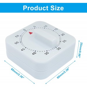 60 Minute Mechanical Kitchen Timer - Loud Alarm Visual Countdown Timer for Cooking, Baking, Homework, and Exercise - No Batteries Required(White)
