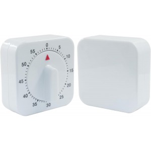 60 Minute Mechanical Kitchen Timer - Loud Alarm Visual Countdown Timer for Cooking, Baking, Homework, and Exercise - No Batteries Required(White)