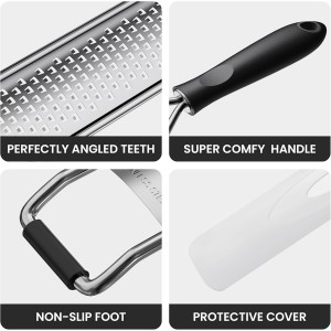 Zester Grater With Handle Cheese Grater for Lemon Zester Kitchen,Black