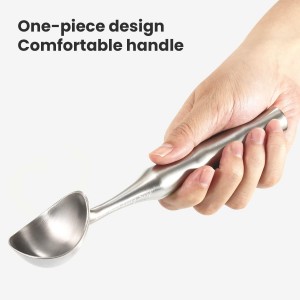 304 Stainless Steel Ice Cream Scoop, All Metal Ice Cream Scooper One-Piece Design, Heavy Duty Scoops with Comfortable Non-Slip Handle, Dishwasher Safe, Summer Gift
