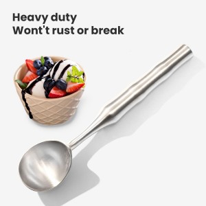 304 Stainless Steel Ice Cream Scoop, All Metal Ice Cream Scooper One-Piece Design, Heavy Duty Scoops with Comfortable Non-Slip Handle, Dishwasher Safe, Summer Gift