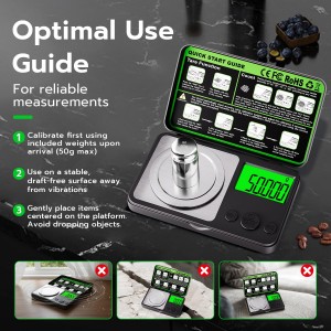 Wigearss Digital Milligram Scale 50g x 0.001g, Mini Precision Scale with Tare weight Function,Calibration Weight ＆ Backlit LCD Display, Pocket Micro Scale for Weighing Powder, Gold, Jewelry, Mini Food