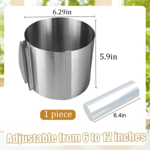 High 15cm Cake Rings High Acetate Cake Collar Set - Adjustable 6 to12 Inches Stainless Steel Baking Rings Round Molds with 6.3inchx394inch Clear Acetate Sheets Roll for Baking Pastry