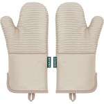 Beneno Kitchen Oven Mitts 2-Pack Heat Resistant to 500°F with Non-Slip Silicone Grip, Extra Long 14.3