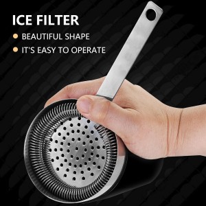 1PC Bar Cocktail Strainer Stainless Steel Fine Filtering Bar Tool Drink Strainer For Home Use, Bar Strainer for Drinks, Bar Tool for Bartender (Silver, 200mm)