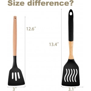 Kitchen Utensils Set - 34 PCS Non-Stick Silicone Cooking Utensils Set Spatula Set with Holder, Wooden Handle Spoon,Brush,Whisk Kitchen Gadgets Tools Set for Nonstick Cookware (Black-34P)