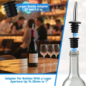 6PCS Stainless Steel Liquor Bottle Pourers,Oil Bottle Spouts for Liquor with 6 Adapters, Oil Pourer Spout with Rubber Dust Caps, Olive Oil Dispenser Spout for Alcohol, Wines, Spirits,Coffee